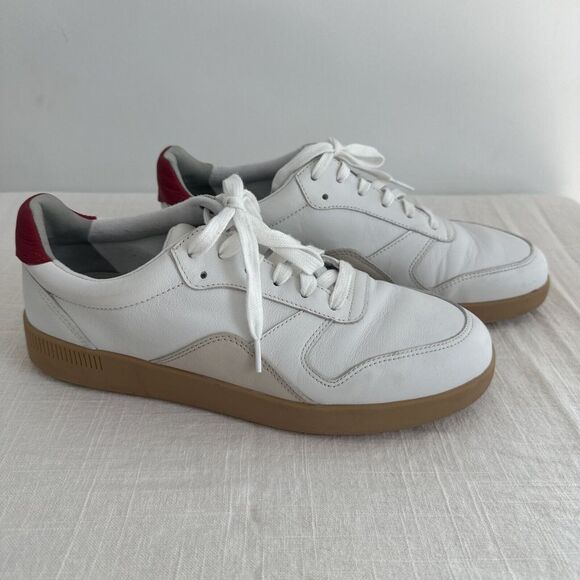 Tread by Everlane Unisex Low Top Leather Athletic Sneakers White Red F9.5 M7.5 - Picture 2 of 9
